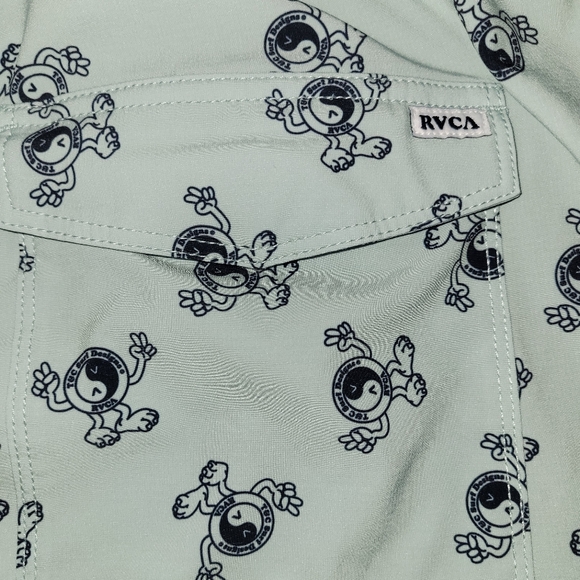 RVCA Men's Swim Shorts - Light Gray with Black Print - Picture 8 of 8